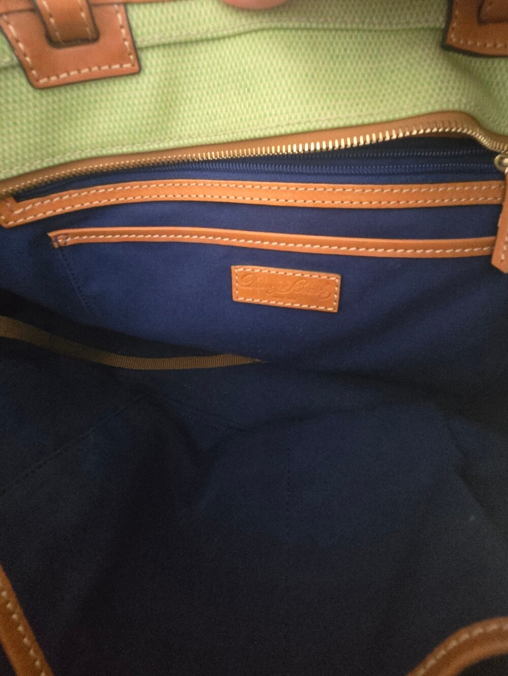 Dooney & Bourke Leisure Shopper Green Lime Bag Coated Cotton Leather Trim Tote - Picture 8 of 11